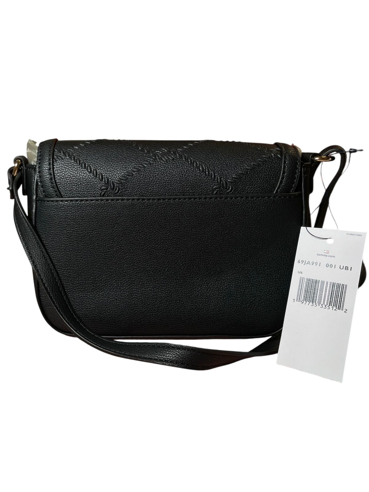 Bolsa Crossbody Tommy Hilfiger Negra con Costuras en Relieve