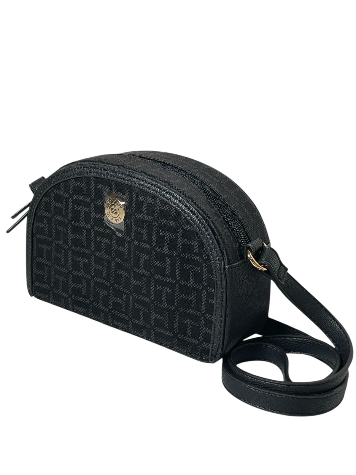 Bolsa Tommy Hilfiger Negra Domo Monograma | Crossbody Original