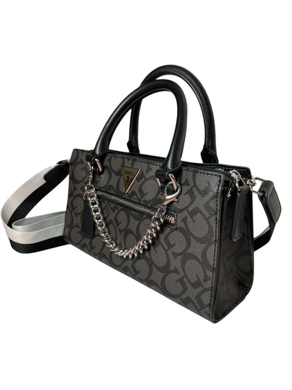 Bolsa Guess Dama Gris con Detalles Negros y Cadena – Original
